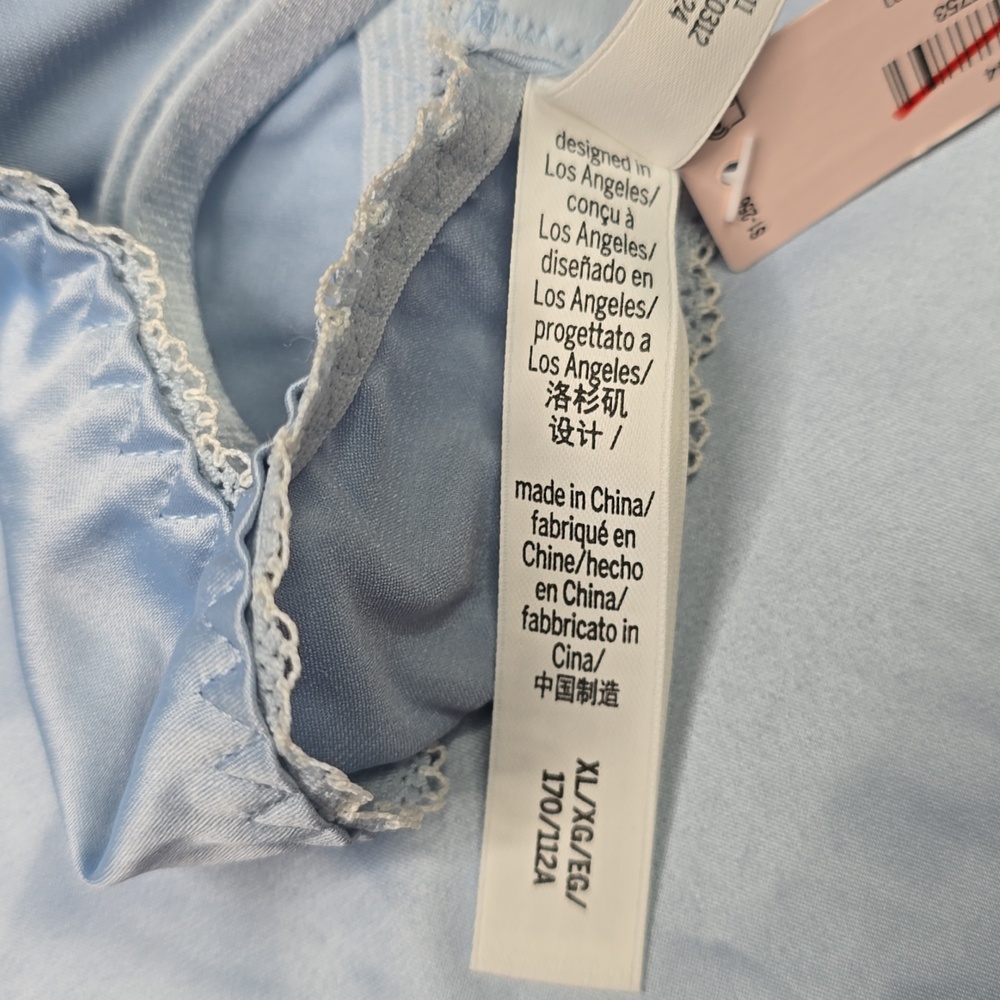 3414 For Love & Lemons Sweetheart Satin Slip Dress – Baby Blue Sz XL - Picture 7 of 7